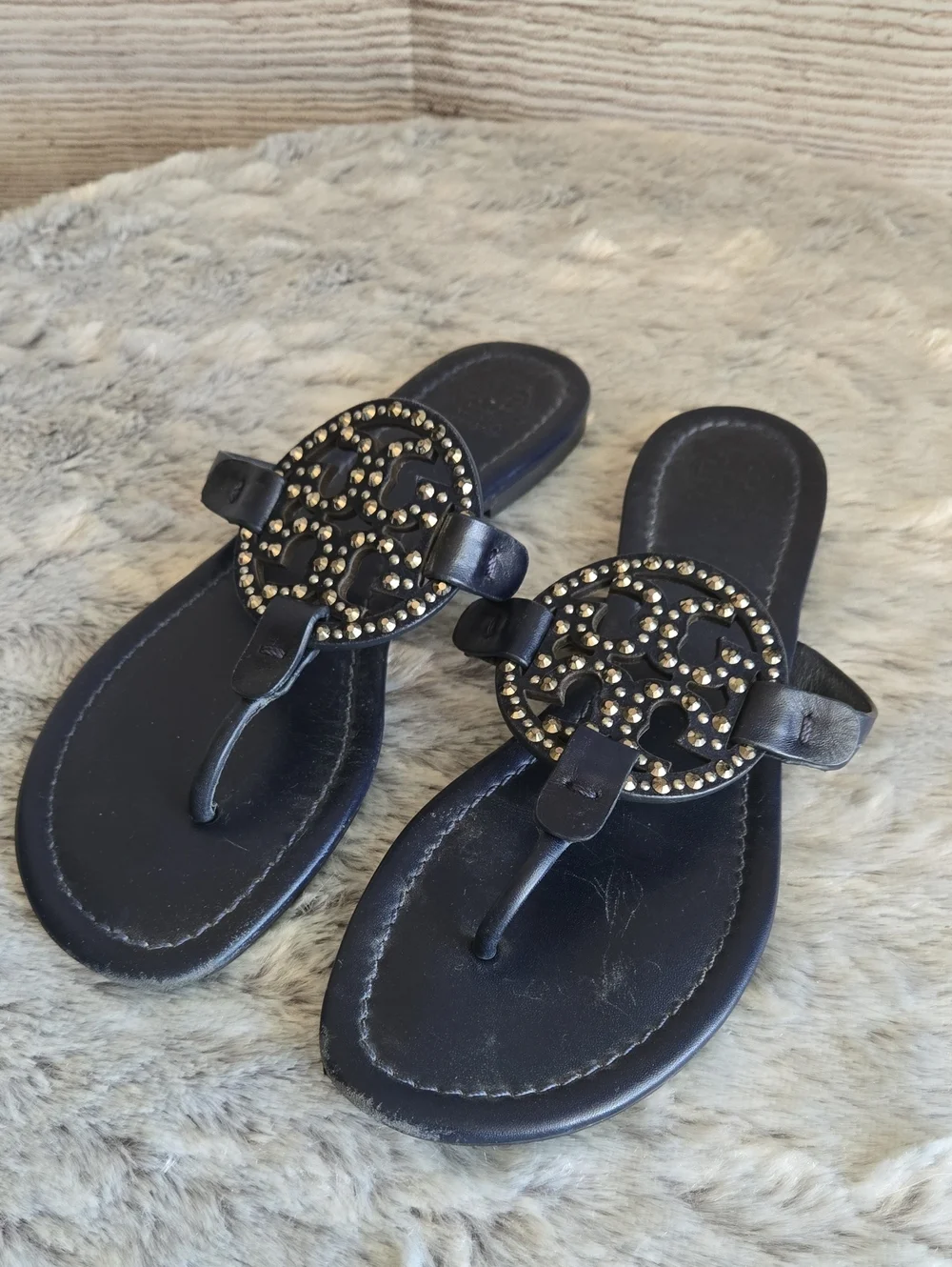 Tory Burch Navy Flip Flops, Womens Size 8.5